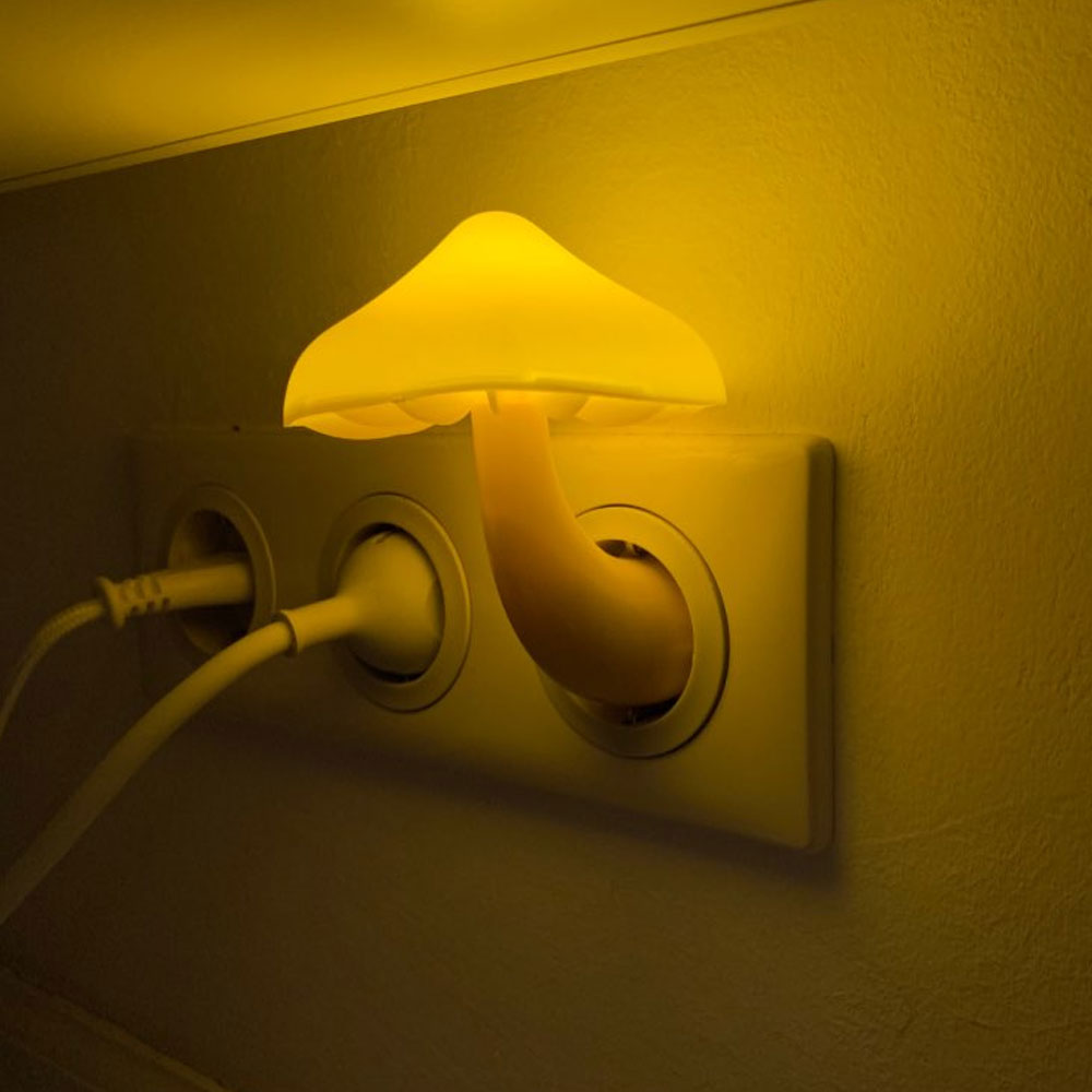 LED Night Light Mushroom Wall Socket Lamp EU US Plug Warm White Light-control Sensor Bedroom Light Home Decoration LED Night Light Mushroom Wall Socket Lamp EU US Plug Warm White Light-control Sensor Bedroom Light Home Decoration